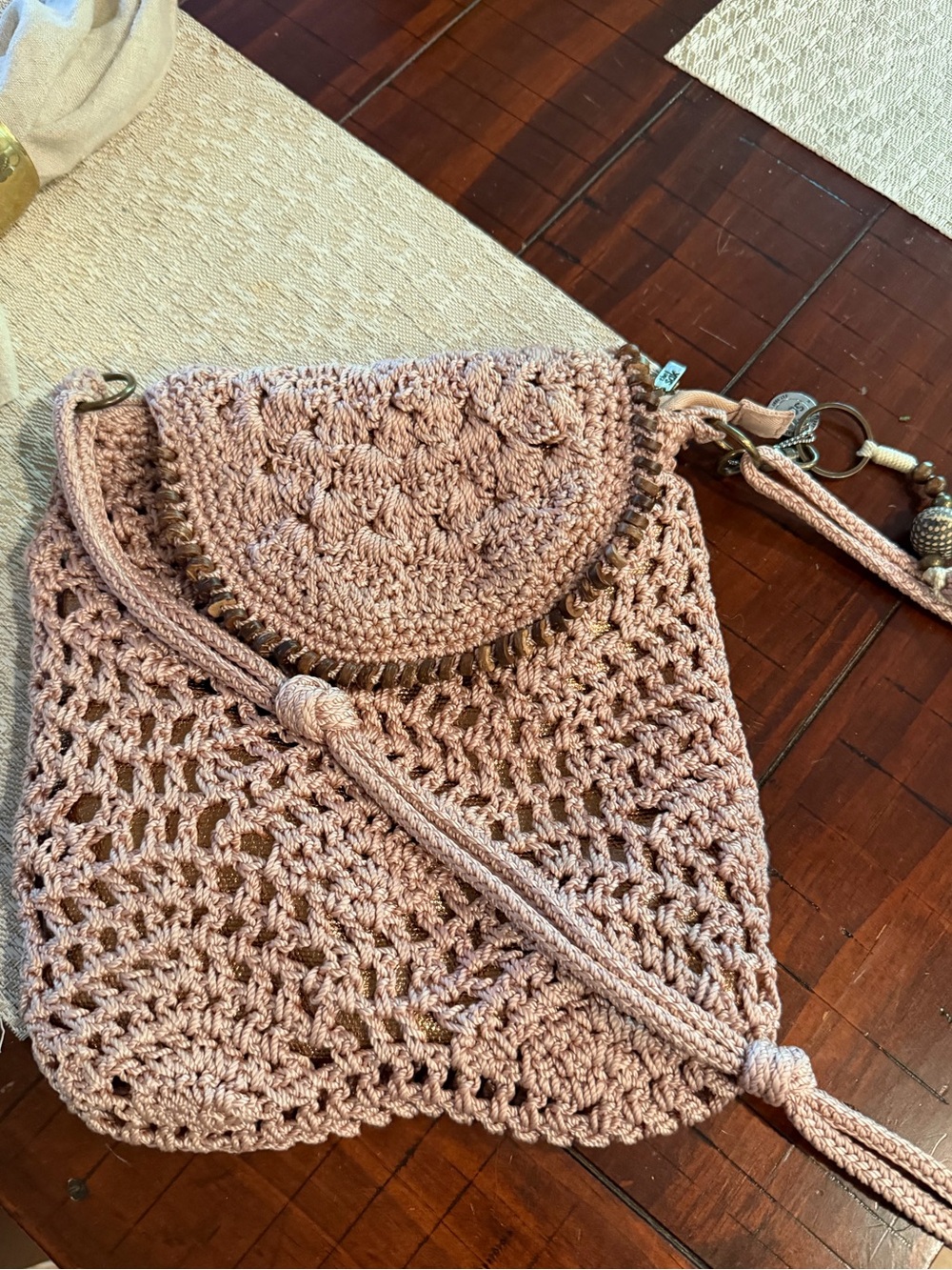 The Sak “Sayulita” crochet blush pink bag 30 year anniversary bag - Picture 3 of 16